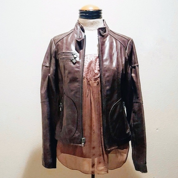 NWOT Genuine leather  Chocolate Brown jacket ๐ - Picture 6 of 8